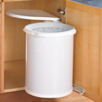 Built-In Waste Containers,16-7/16", White 32 qt, w/Lid