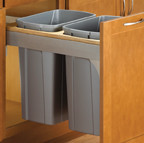 Top Mount Trash Pull-Outs with Soft-Close, 15"W X 23-3/16"D X 17-1/2"H, White/100 lb.
