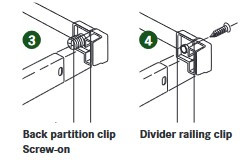 Grass Zargen Drawer Systems, Back Railing Clip, Screw-On, White 6150-03 (stock2pcnorwalk)