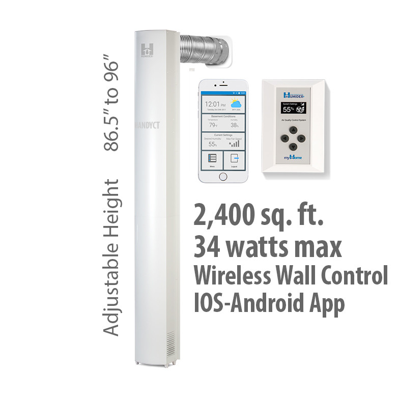 Humidex Basement Unit with HCS & myHome Technologies (96" High Wireless Unit with Mobile App option + Wireless control BmH-Hdex )