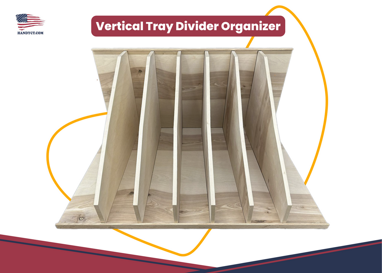 HF Vertical Divider set, Plywood Unfinished, with dividers 4" apart, 12" high, Choose size, Choose slides for pull out version