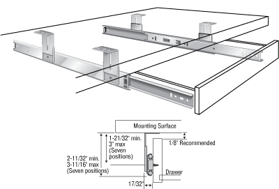 Variable Height Pencil Drawer Slides, 16"