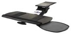 Seated Performance Keyboard Tray Systems, Seated Keyboard Tray With Palm Rest and Single Swivel Out Mouse Under Mouse Platform, Black