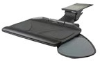 Seated Ultimate Keyboard Tray Systems, Seated Keyboard Tray With Curved Slide-Out Mouse Platform, Black