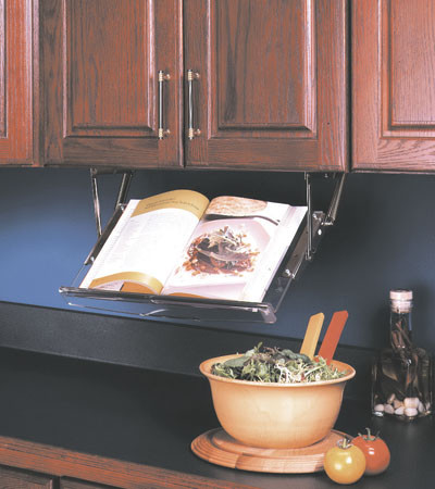 Under Cabinet Pull-Down Cookbook Rack/Holder Clear Shelf + 8016/ UCR -HINGE-N/1L