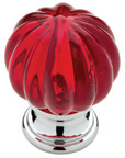 1-1/4"RIDGE BALL KNOB,CHR/RED T085-2-1
