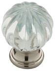 1-1/4"RIDGE BALL KNOB,STN NICKEL/CLEAR