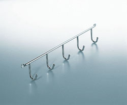 Hook Rail 5-hook, steel, chrome-plated. Overall width 13 3/4"