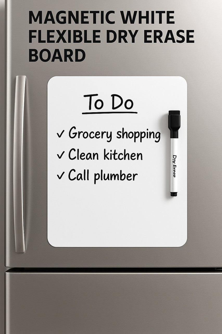 Flexible Magnetic Whiteboard Fridge Dry-Erase Home Office Reminder Magnet Refrigirator Kitchen Board, Choose Sizes