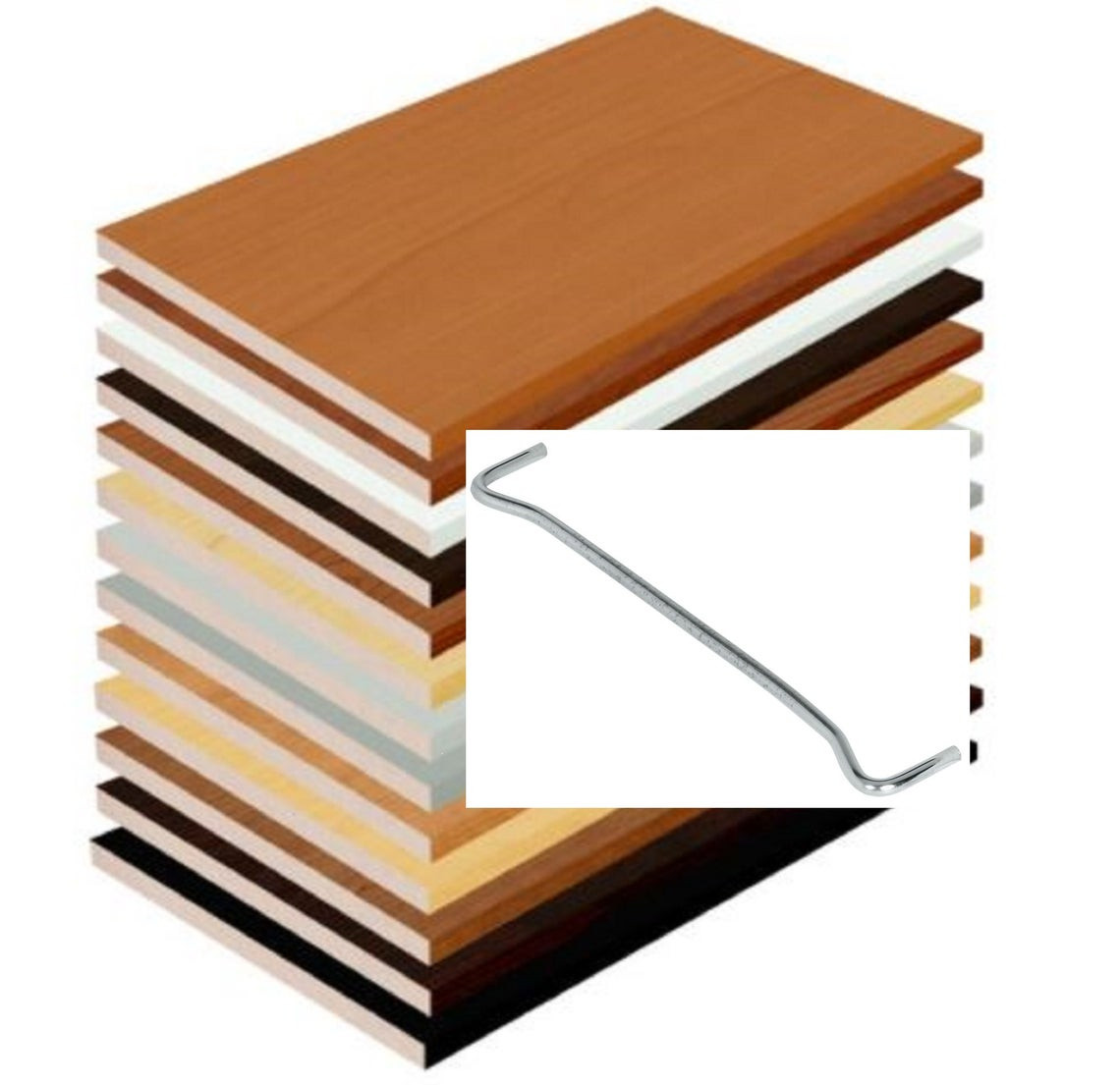 Swedish-Type Magic Wire Closet Shelf 3/4" thick, Choose Your Color Melamine, custom made any size, with Swedish-Type Shelf Support Ø5 mm, For concealed mounting.