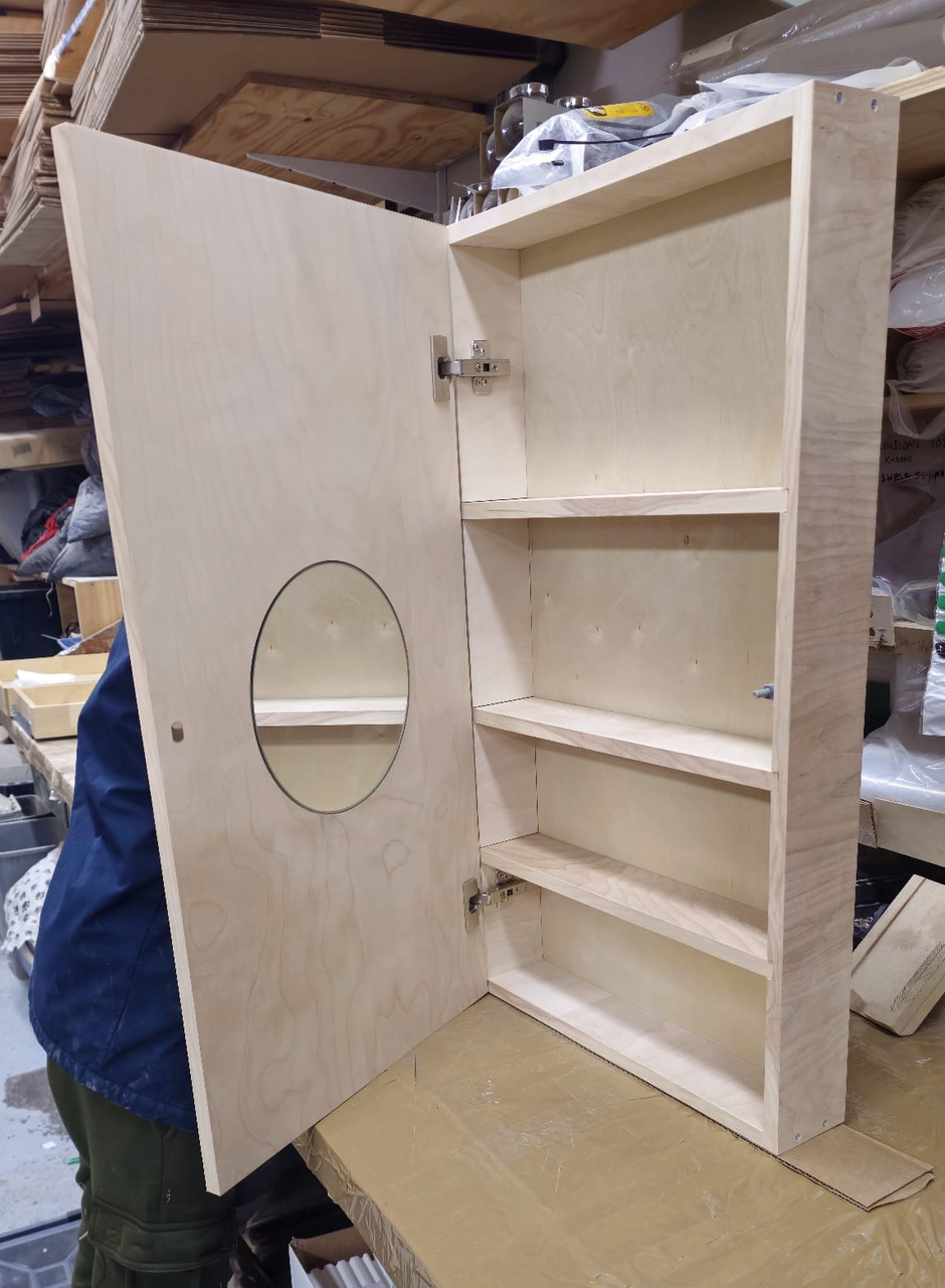 Frameless Plywood Medicine Wall recessed Cabinet Overlay Door "NursePLY" -Choose any Size, Unfinished Plywood