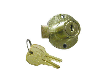 Door lock for up to 7/8" material, Antique Brass Key Kdm