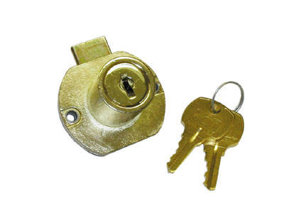 Drawer lock for up to 1-1/8" material, Bright Brass Key Kdm