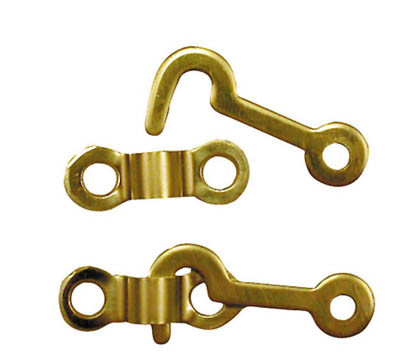 Solid Brass Miniature Hardware, Similar To # S5339 3 Hook & Staple Solid Brass 3/4" X 1-7/8" Pk Of 2