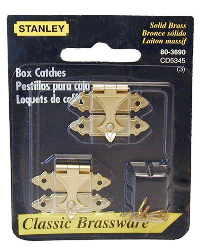 Solid Brass Miniature Hardware, Similar To # S5345 3 Box Catch Solid Brass 3/4" X 1-1/4" Pk Of 2