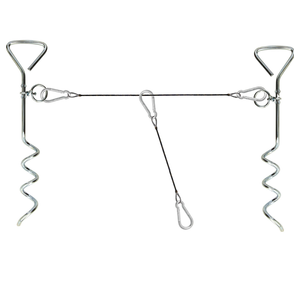 (2) Dog Stake with (2) Tie Out Cable - The Complete Tether System for Small to Medium Pets to Play in The Yard