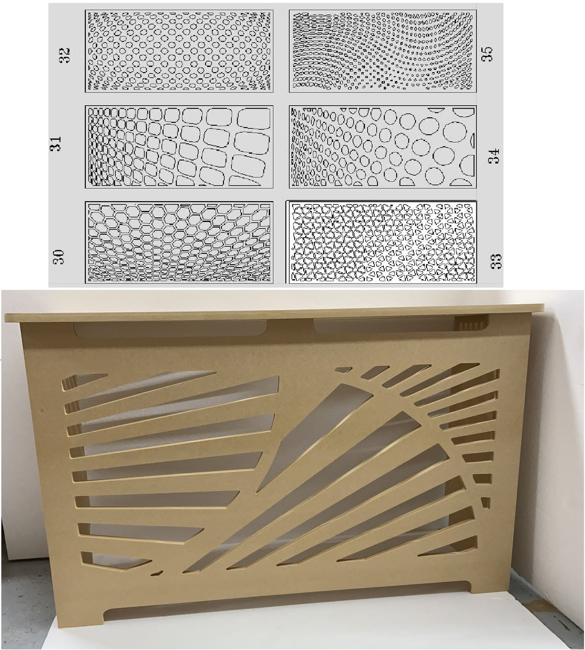 Modern Radiator Cover Heating Cabinet - Custom Made - Model "BeeHive"
