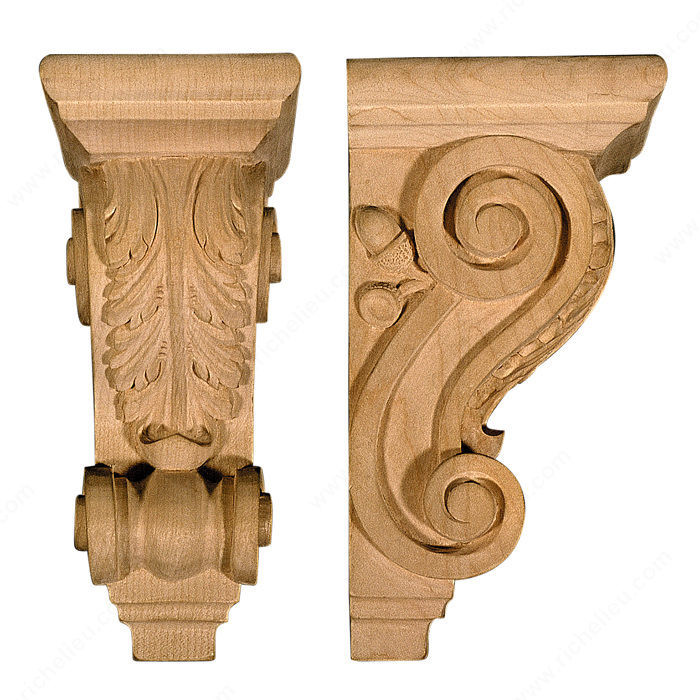 Acanthus Corbel - A1, Species Cherry, Height - Overall Dimensions 7 1/2 in, Depth - Overall Dimensions 4 in, Width 3 1/4 in