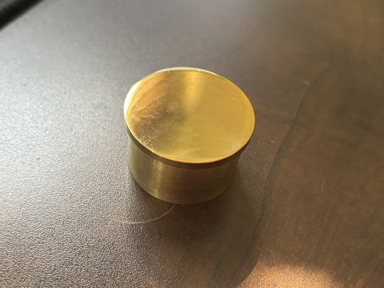 Standard Glue-In Flat End Cap, Post Solid Brass finish, Handrail Size 2 in, Material Solid Polished Brass, Finish Brass, Baluster Post Size 2 in