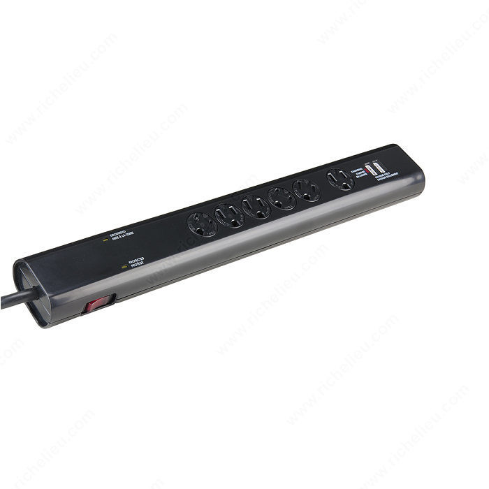 Power Bar with USB, 2 powered 2.1A USB charge ports,