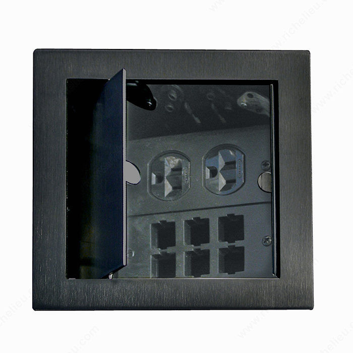 Metal Power and Data Boxes, Finish Black, Features Square / RJ45, Power Receptacle 2