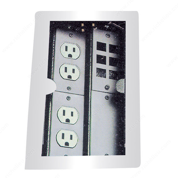 Metal Power and Data Boxes, Finish Stainless Steel, Features Double Rectangular, Power Receptacle 4