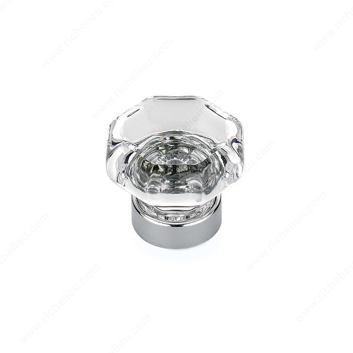 Eclectic Metal and Crystal Knob - 1007, Finish Clear / Chrome