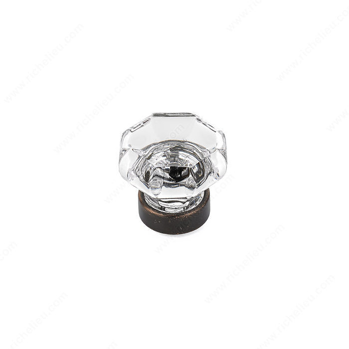 Eclectic Metal and Crystal Knob - 1007, Finish Clear / Brushed Oil-Rubbed Bronze