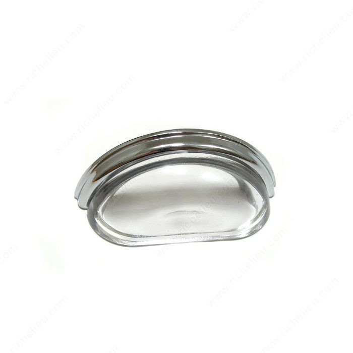 Eclectic Metal and Crystal Cup Pull - 1008, Finish Clear / Chrome