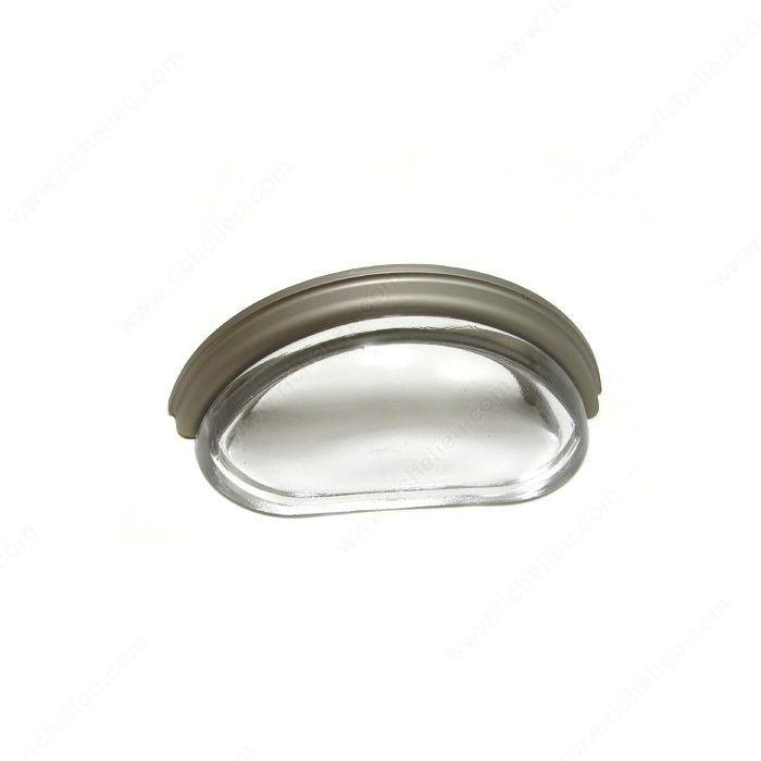 Eclectic Metal and Crystal Cup Pull - 1008, Finish Clear / Matte Nickel