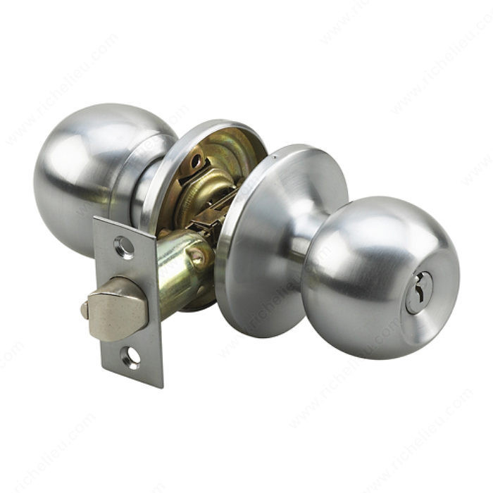 Ball Knobs - 1040 Series, Keyed Alike Compatible, Finish Satin Chrome, Function Entrance
