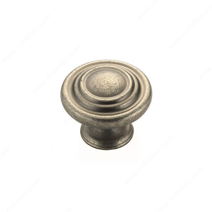Traditional Metal Knob - 1073, Finish Pewter, Screw/Nail 8/32 (Not Included) PRO-PACK 3