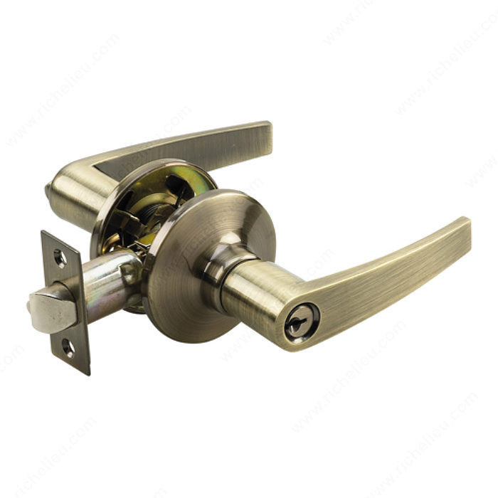 Straight Levers - 1140 Series, Keyed Alike Compatible, Finish Antique Brass, Function Entrance