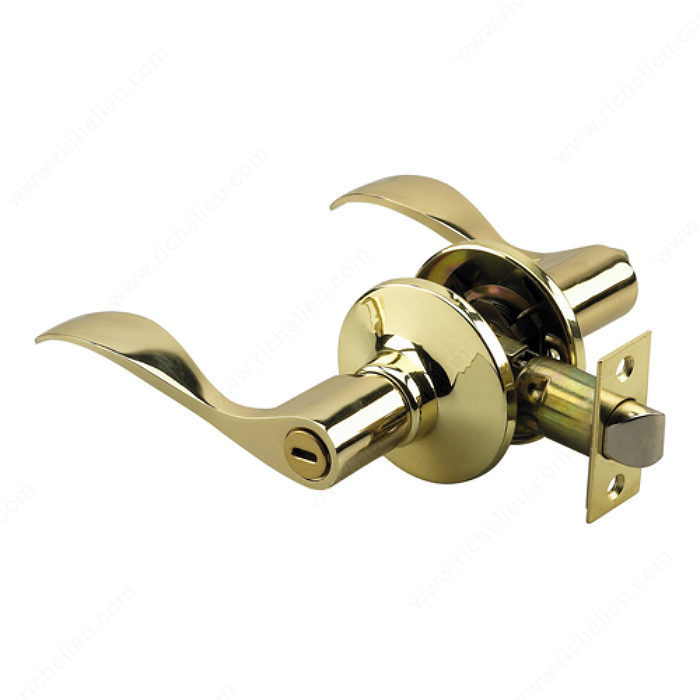Wave Levers - 1142 Series, Handedness Left-Hand Opening, Finish Polished Brass, Function Privacy