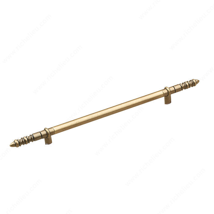 Traditional Forged Iron Pull - 1172, Center to Center 384 mm, Finish Burnished Brass, Length - Overall Dimensions 610 mm