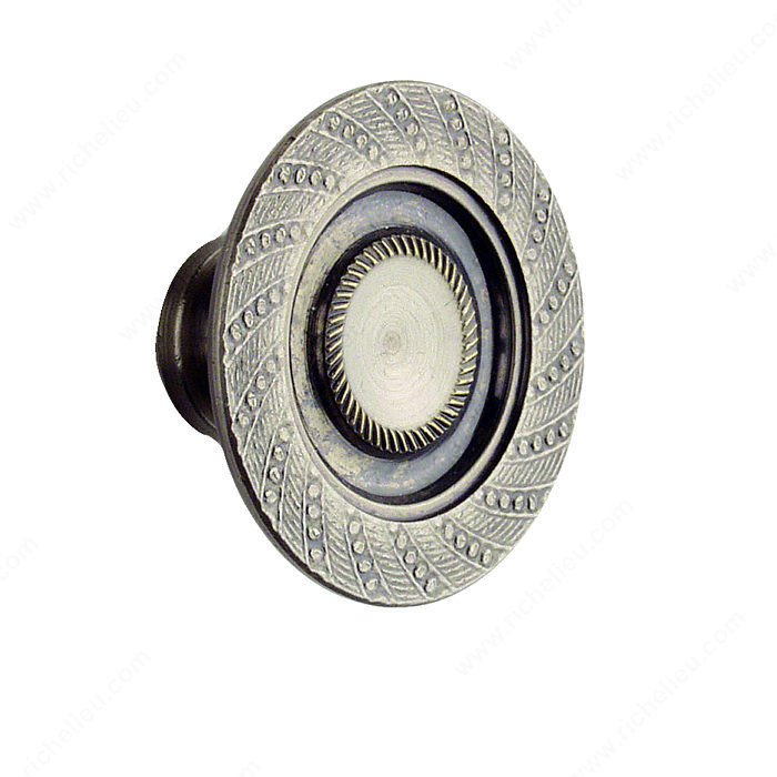 Cabinet Knob 1300 Series, Diameter - Overall Dimensions 1 1/8 in, Finish Old Silver, Projection - Overall Dimensions 5/8 in