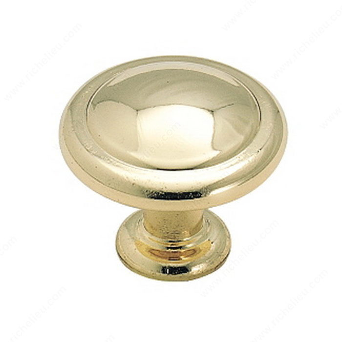 Traditional Zinc Knob - 1387, Finish Polished Brass PRO-PACK 2