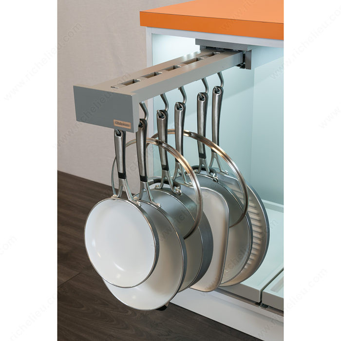 Pot Racks with Blum slides, Finish Grey