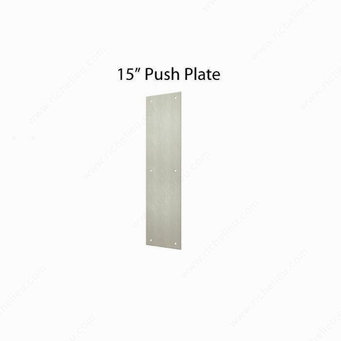 Push Plate, Type Push Plate, Length 15 in, Width 3 1/2 in, Finish Aluminum