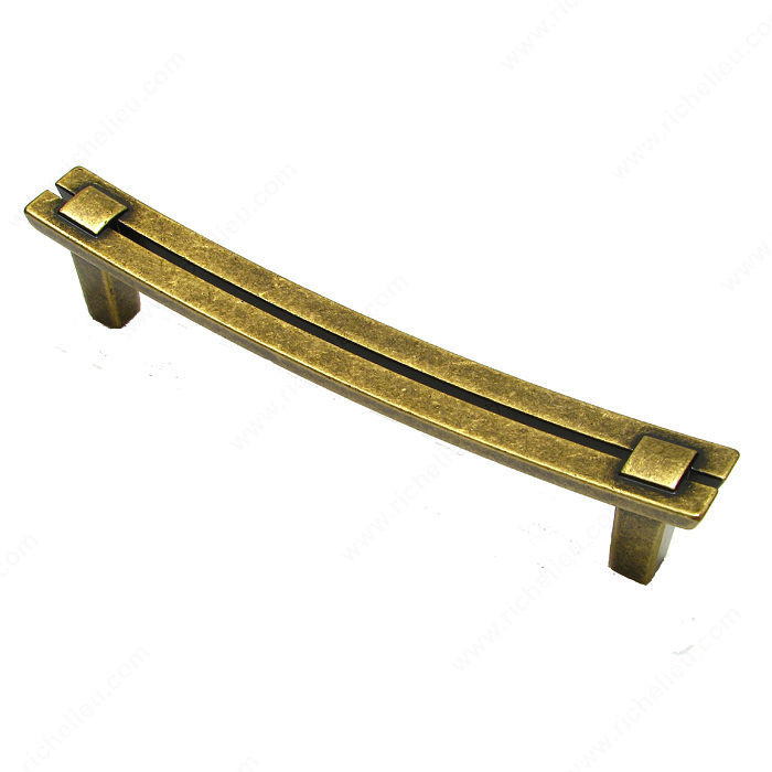 Transitional Brass Pull - 1506, Center to Center 128 mm, Finish Florence, Projection - Overall Dimensions 31 mm