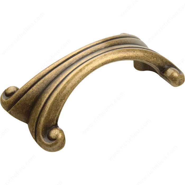 Traditional Brass Pull - 1505, Center to Center 64 mm, Finish Florence