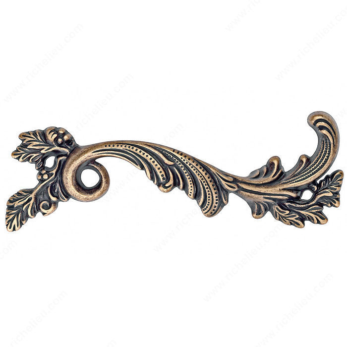 Traditional Brass Pull - 1507, Finish Florence, Location Right