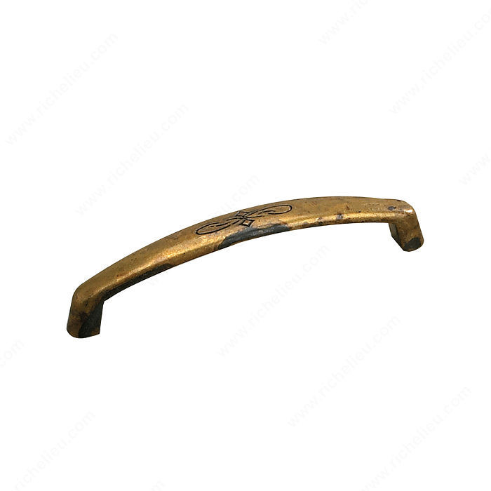 Transitional Brass Pull - 1513, Center to Center 96 mm, Finish Oxidized Brass, Length - Overall Dimensions 105 mm