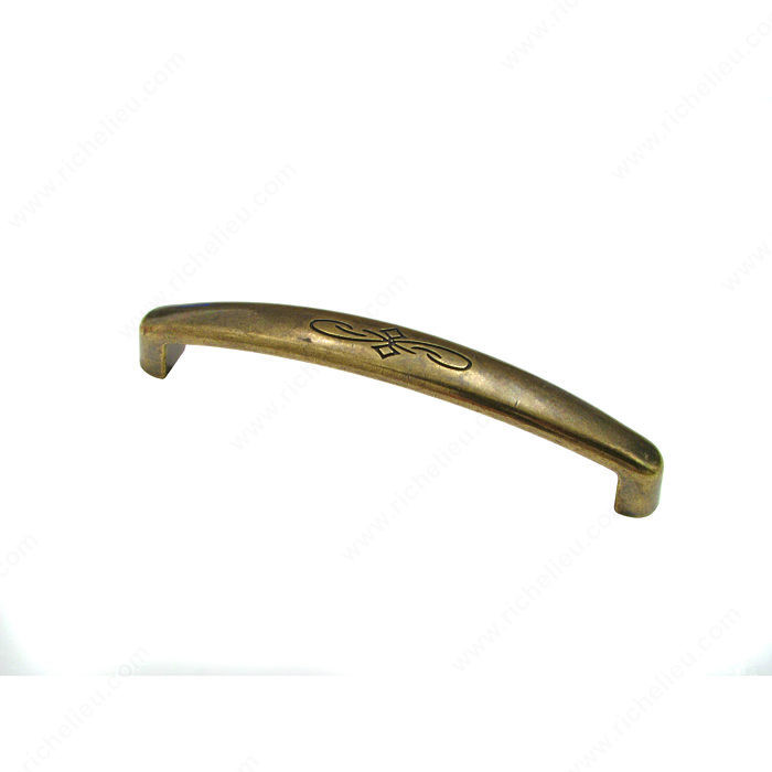Transitional Brass Pull - 1513, Center to Center 96 mm, Finish Burnished Brass, Length - Overall Dimensions 105 mm