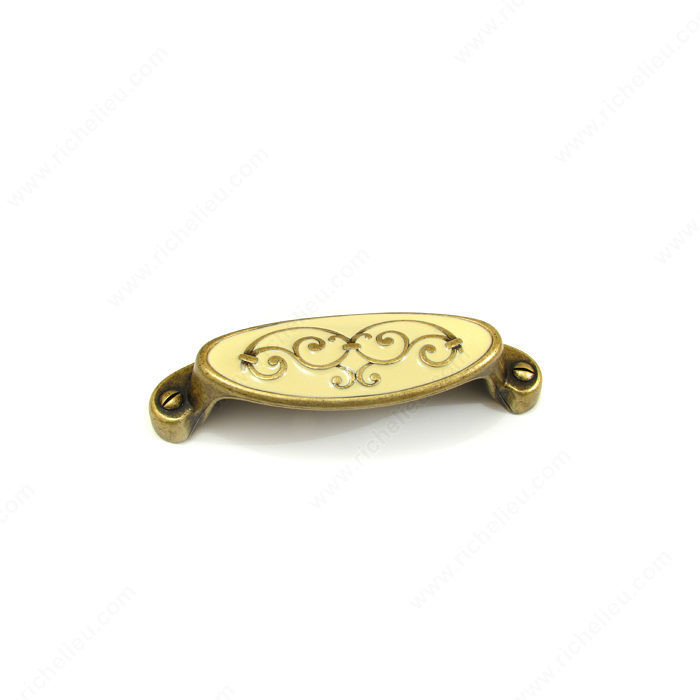 Traditional Brass and Enamel Pull - 1513, Finish Florence