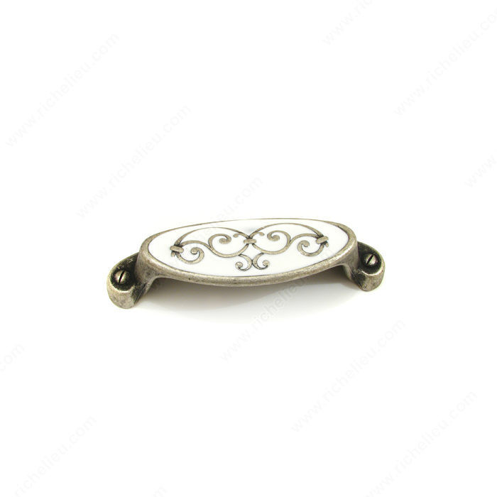 Traditional Brass and Enamel Pull - 1513, Finish Faux Iron