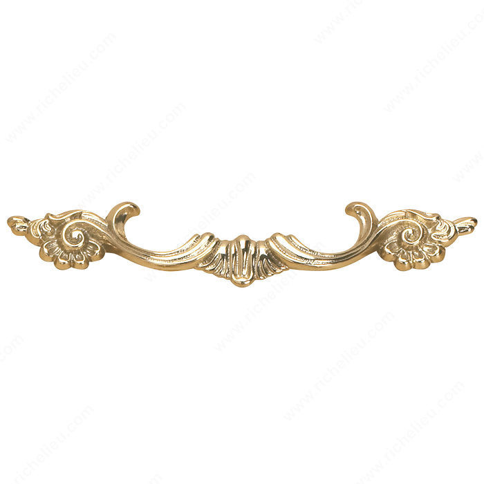 Traditional Solid Brass Pull - 1519, Center to Center 96 mm, Finish Brass, Projection - Overall Dimensions 34 mm