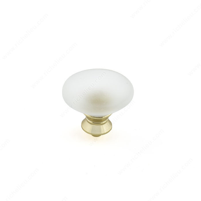 Contemporary Murano Glass Knob - 153, Finish Brass / Frosted Clear