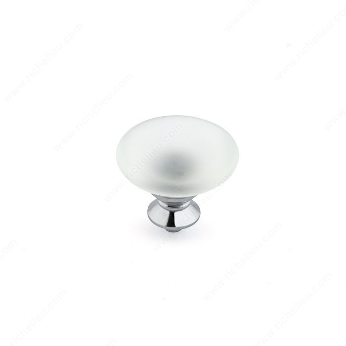 Contemporary Murano Glass Knob - 153, Finish Frosted Clear / Chrome