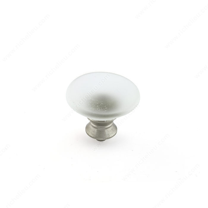 Contemporary Murano Glass Knob - 153, Finish Frosted Clear / Brushed Nickel